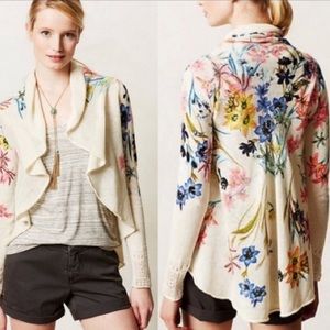 Anthro Knitted & knotted floral sweater shrug MP